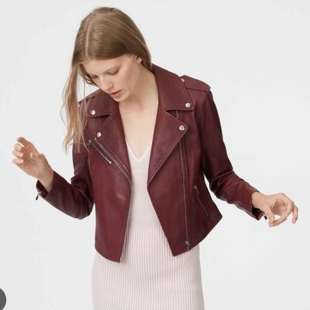 Club Monaco Deep Red Leather Jacket